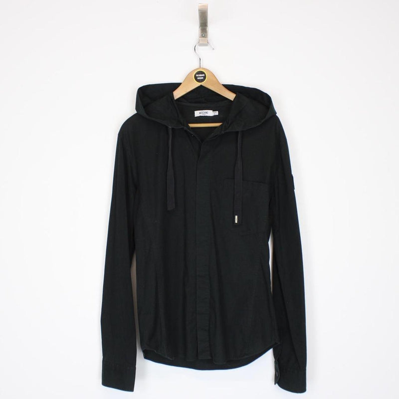 Moschino Jeans Black Button Up Lightweight Cotton Hoodie