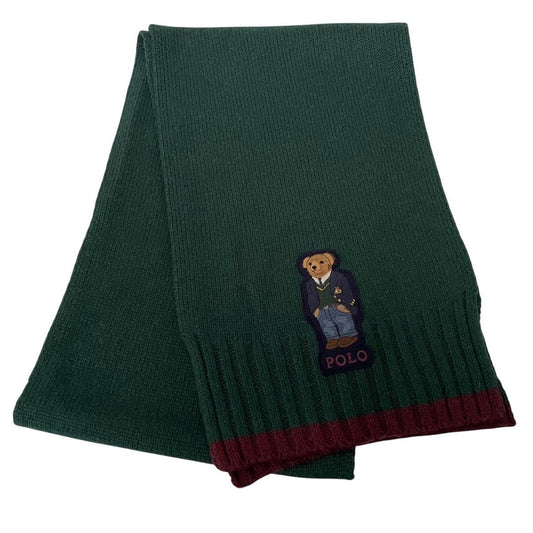 Polo Ralph Lauren Polo Bear Dark Green Wool Blend Scarf