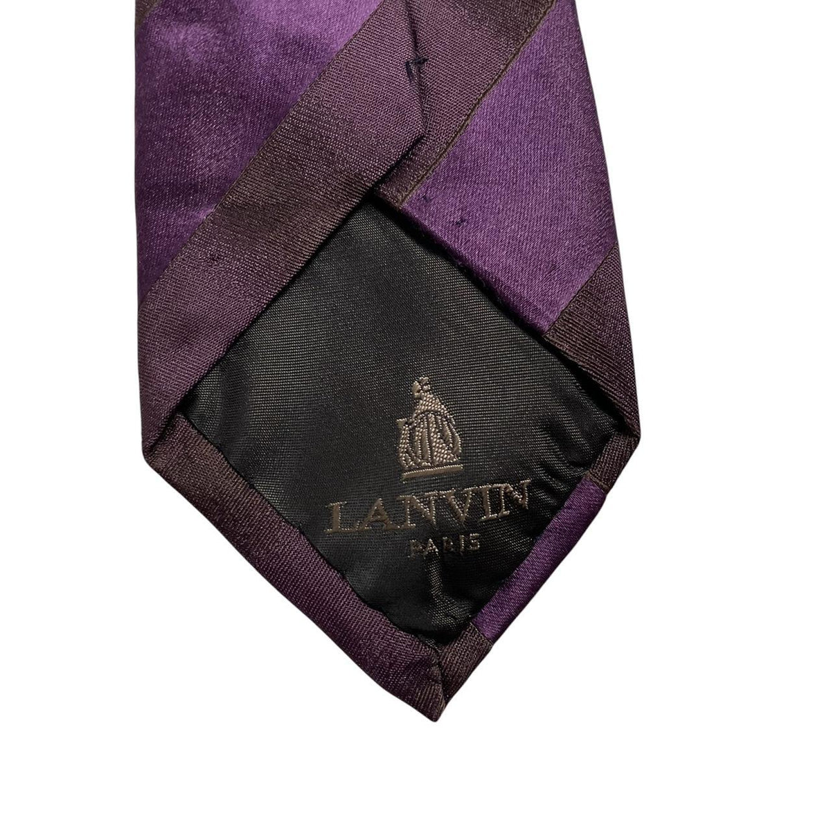 Lanvin purple check silk tie with classic pattern and luxurious sheen.
