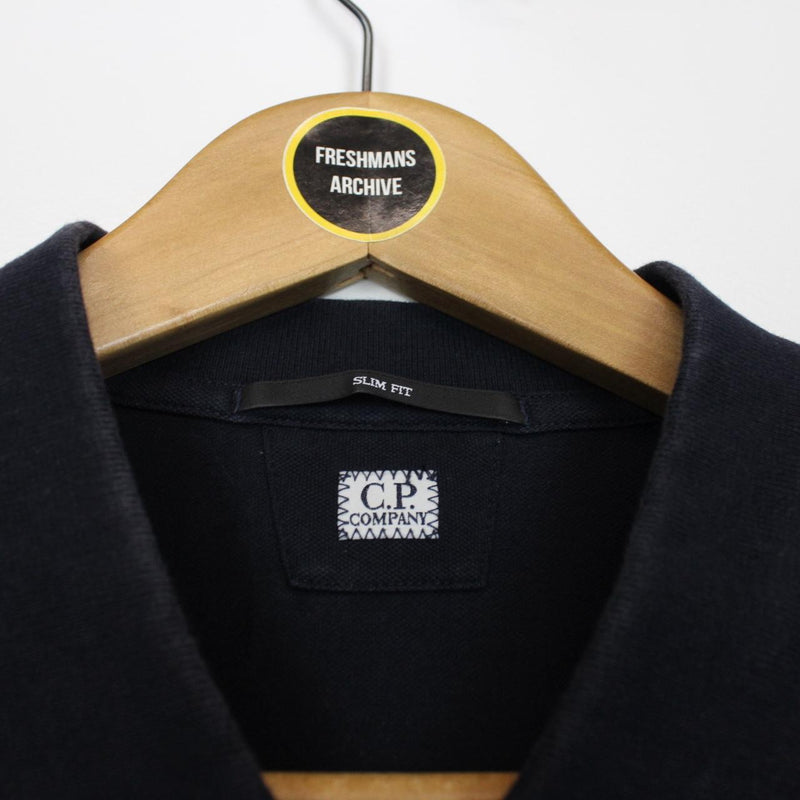 CP Company Navy Blue Logo Patch Short Sleeve Polo Shirt