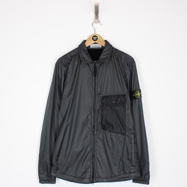 Stone Island AW 2020 Black Full Zip Lamy Flock Overshirt Jacket