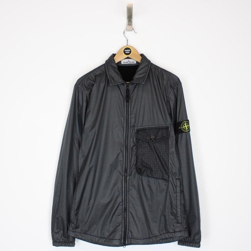Stone Island AW 2020 Black Full Zip Lamy Flock Overshirt Jacket