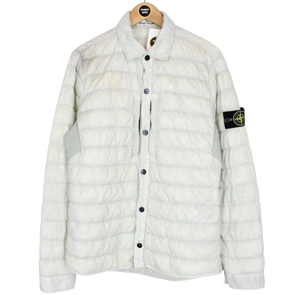 Stone Island AW 2017 Pale Green Garment Dyed Micro Yarn Down Overshirt Jacket