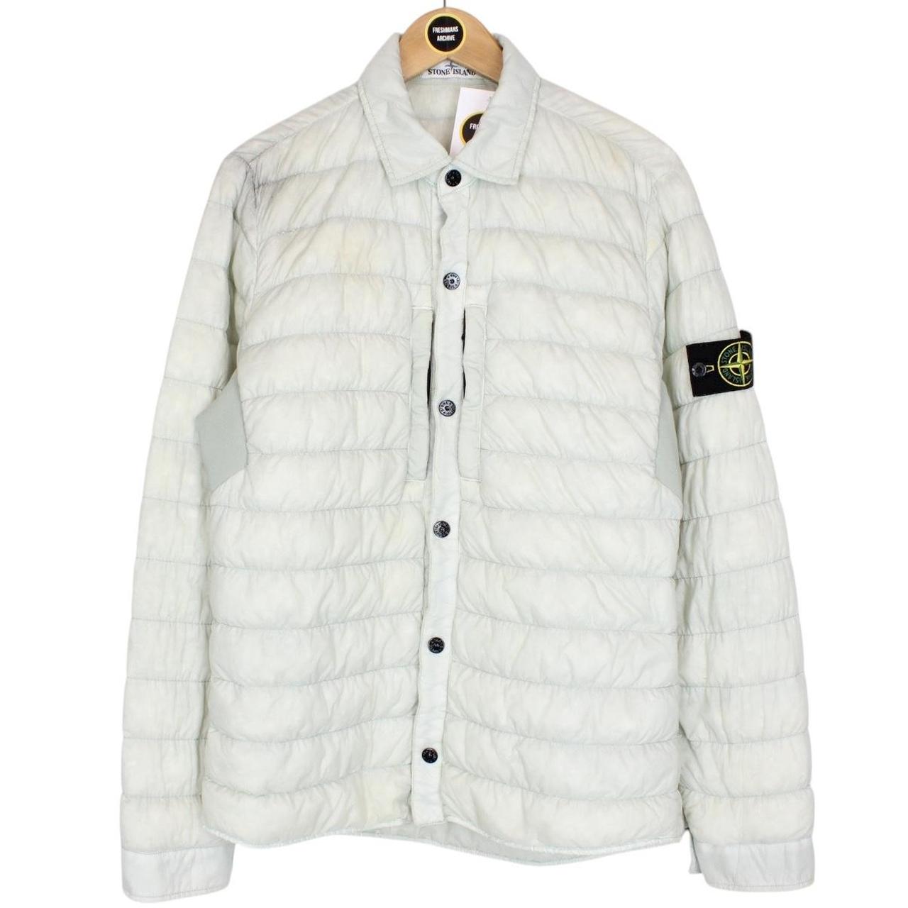 Stone Island AW 2017 Pale Green Garment Dyed Micro Yarn Down Overshirt Jacket