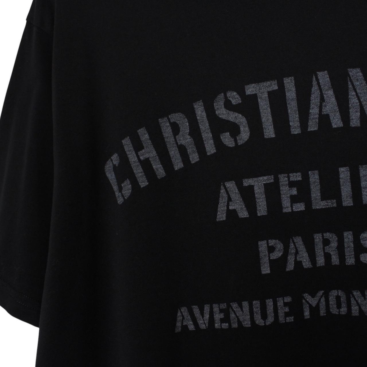 Dior Black Christian Dior Atelier Print Short Sleeve Oversized Cotton T-Shirt