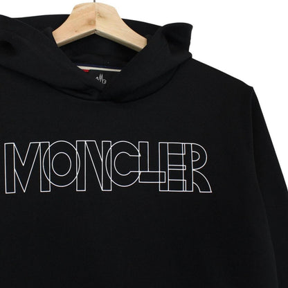 Moncler Grenoble Black and White Logo Print Hoodie Jumper