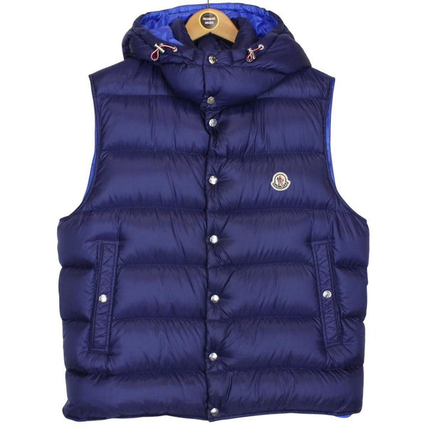 Moncler Billecart Navy Blue Full Zip Hooded Down Gilet