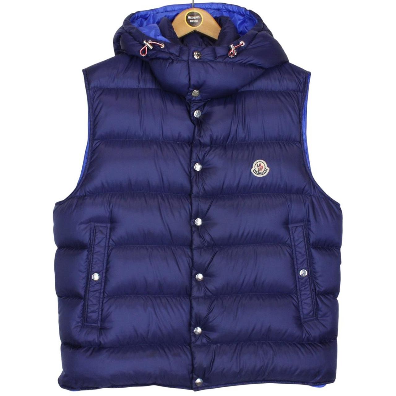 Moncler Billecart Navy Blue Full Zip Hooded Down Gilet