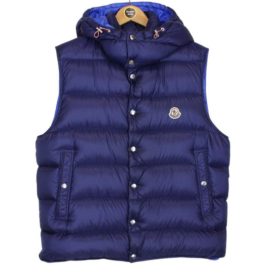 Moncler Billecart Navy Blue Full Zip Hooded Down Gilet