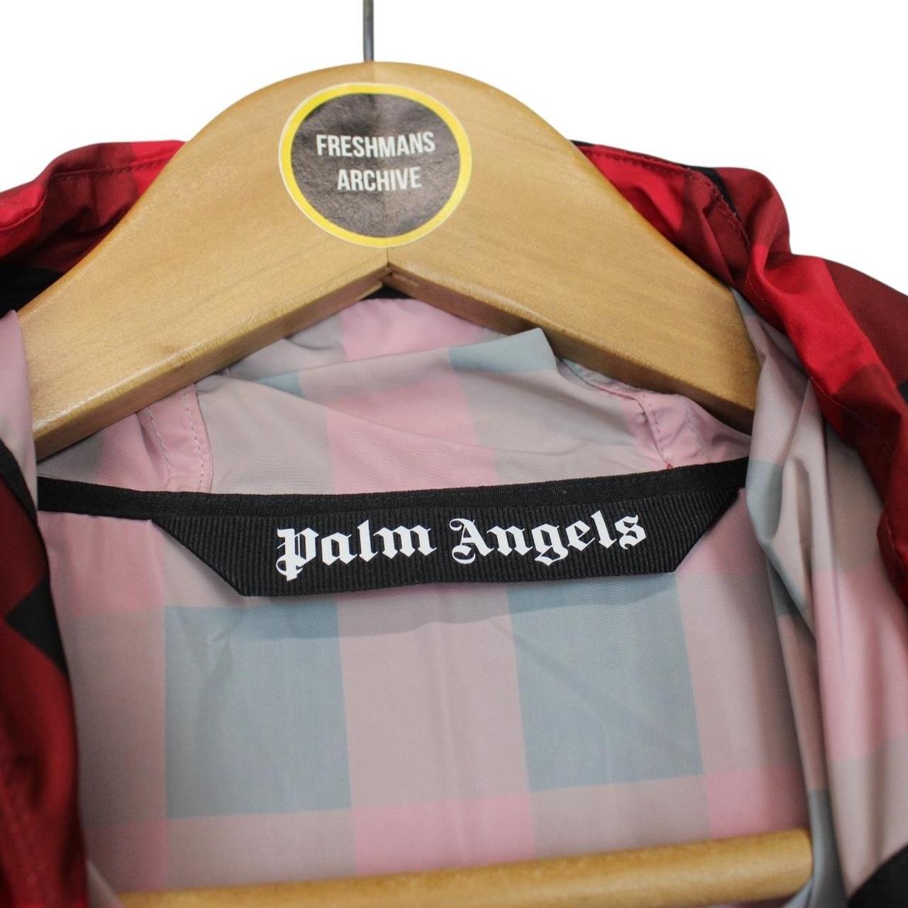 Palm Angels Red and Black Buffalo Check Full Zip Hooded Jacket