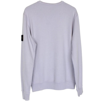 Stone Island lilac purple sweatshirt with compass logo patch and cotton material.