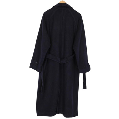 Vintage 90s Burberry Navy Blue Belted Wool Overcoat