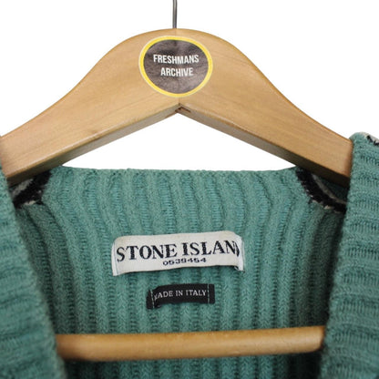 Vintage Stone Island AW 2005 Green Ribbed Wool Knit Jumper
