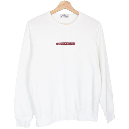 Stone Island Junior SS 2023 White Logo Print Sweatshirt Jumper