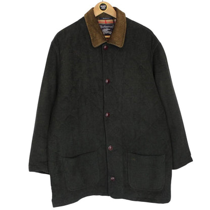 Vintage 90s Burberry Green Wool Blend Quilted Coat