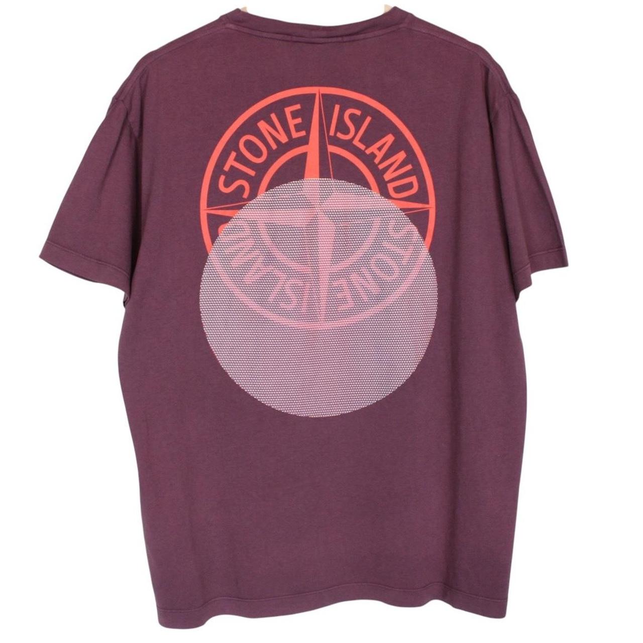 Stone Island SS 2022 Burgundy Short Sleeve Cotton Split Logo T-Shirt