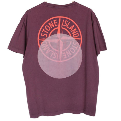 Stone Island SS 2022 Burgundy Short Sleeve Cotton Split Logo T-Shirt