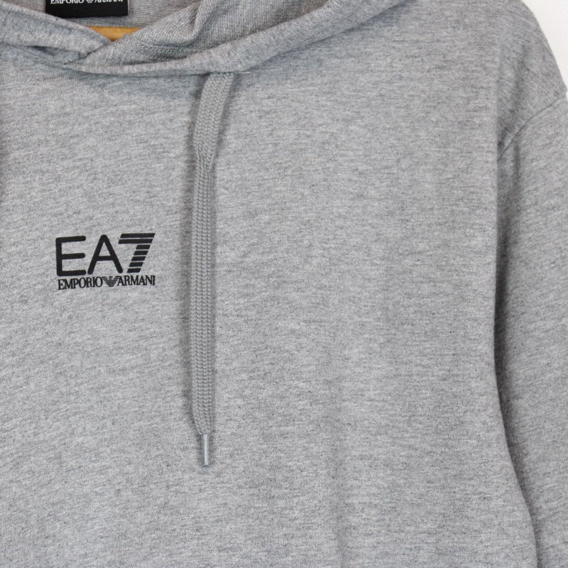Emporio Armani EA7 Grey and Black Logo Print Hoodie Jumper
