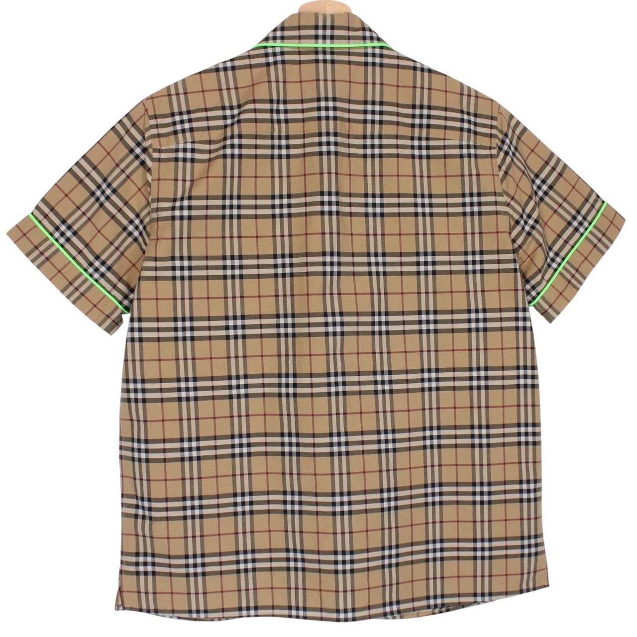 Burberry Tan Brown and Green Nova Check Short Sleeve Cotton Shirt