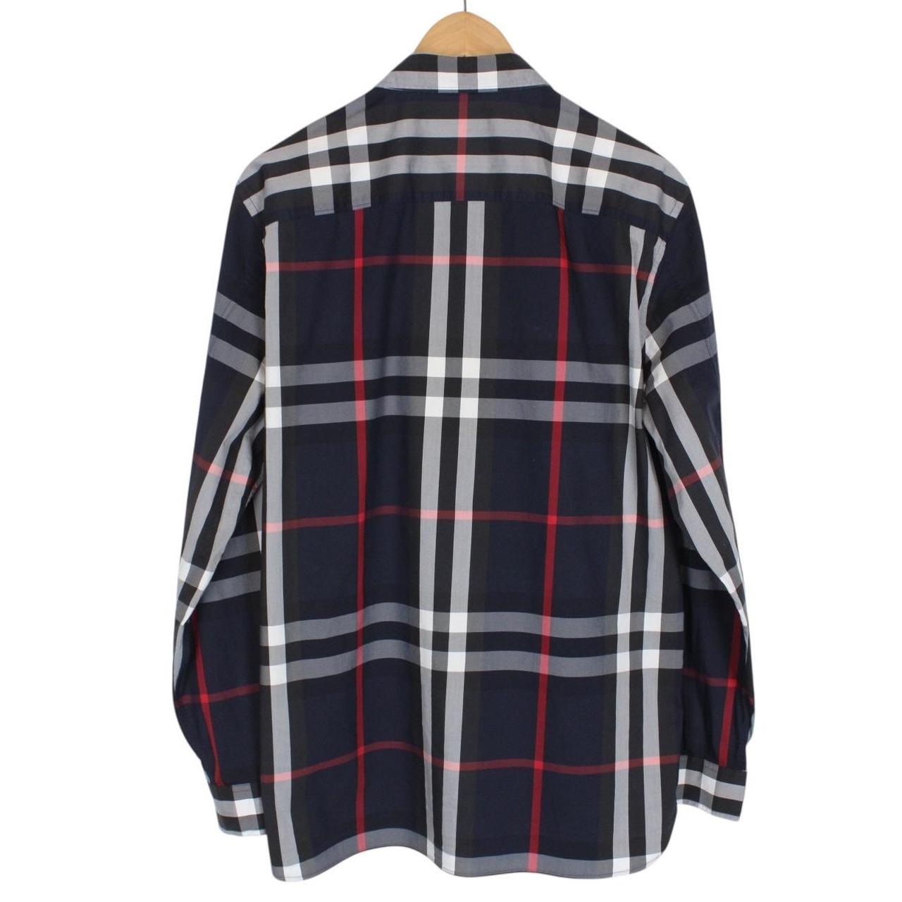 Burberry Navy Blue Nova Check Long Sleeve Cotton Shirt