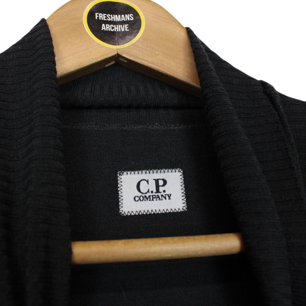 CP Company Dark Grey Virgin Wool Blend Knit Lens Turtle Neck Jumper
