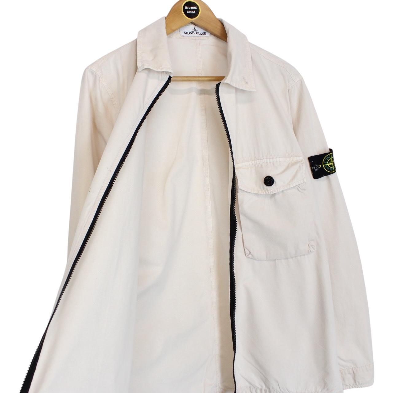 Stone Island SS 2020 Cream Full Zip Cotton Overshirt Jacket