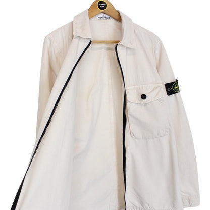 Stone Island SS 2020 Cream Full Zip Cotton Overshirt Jacket