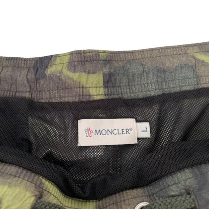 Moncler Green Camoflauge Print Nylon Swim Shorts