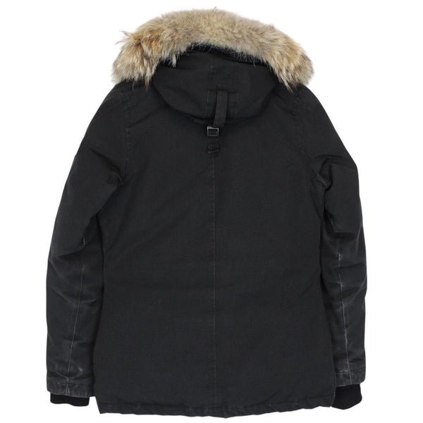 Canada Goose Black Montebello Parka Down Coat with Fur Trim