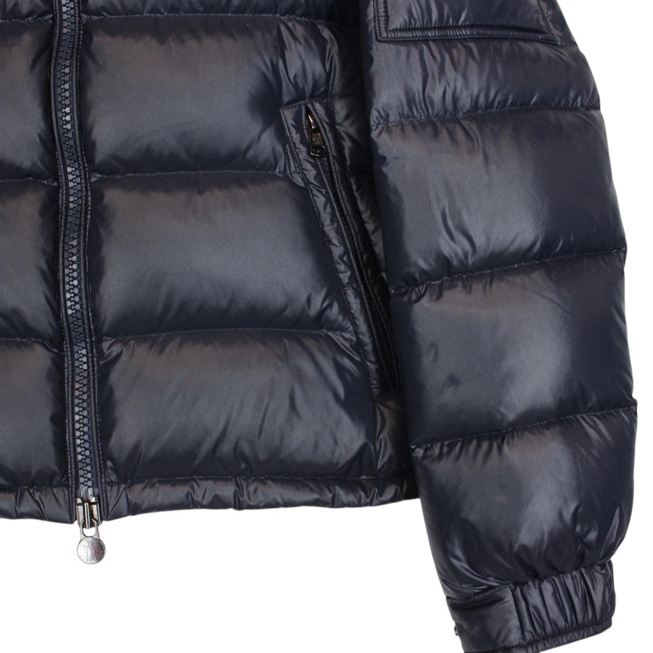 Moncler Maya Navy Blue Full Zip Hooded Down Puffer Jacket