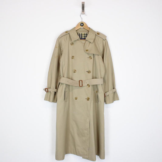 Vintage 90s Burberry Beige Double Breasted Belted Trench Coat