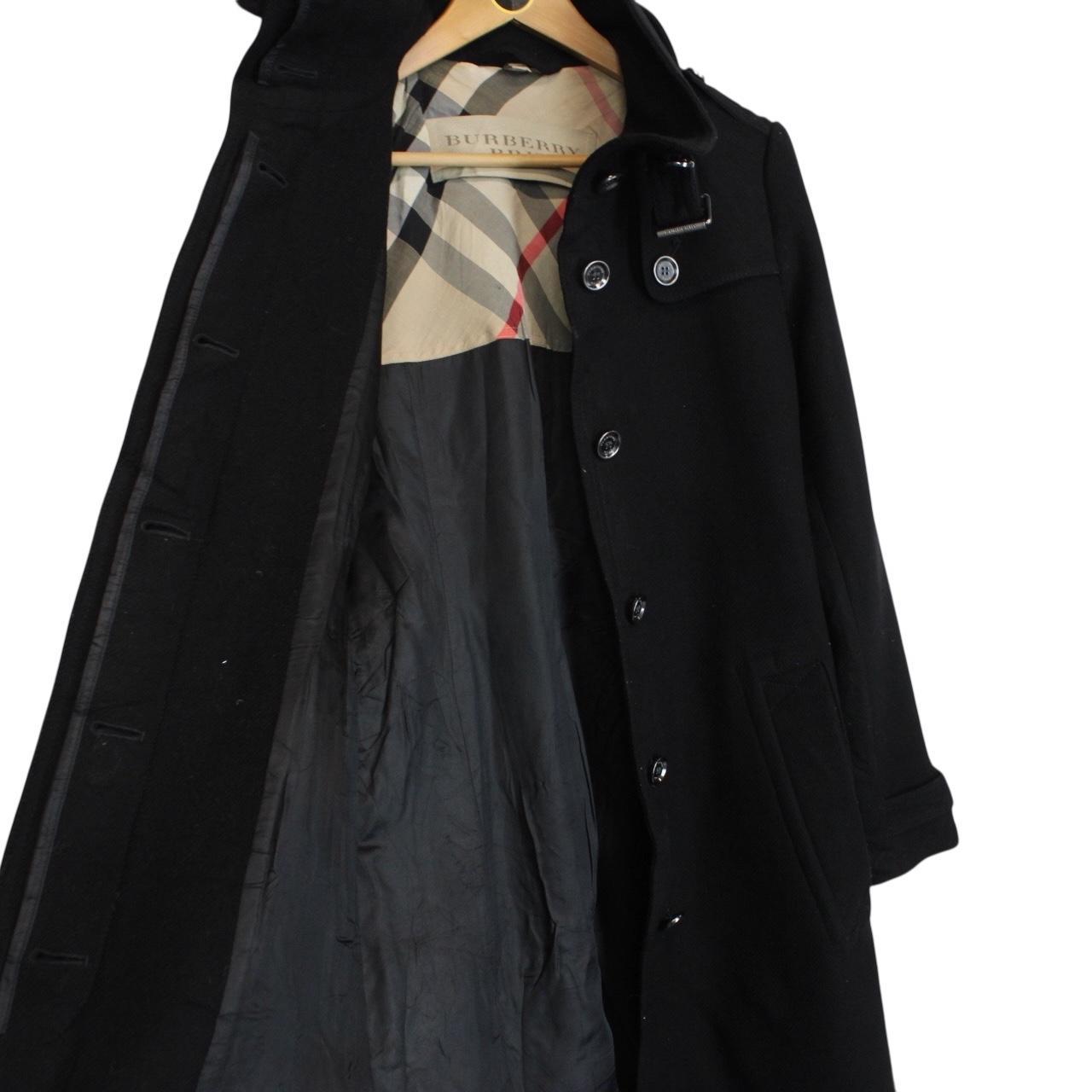 Burberry Brit Black Cashmere Wool Blend Belted Coat