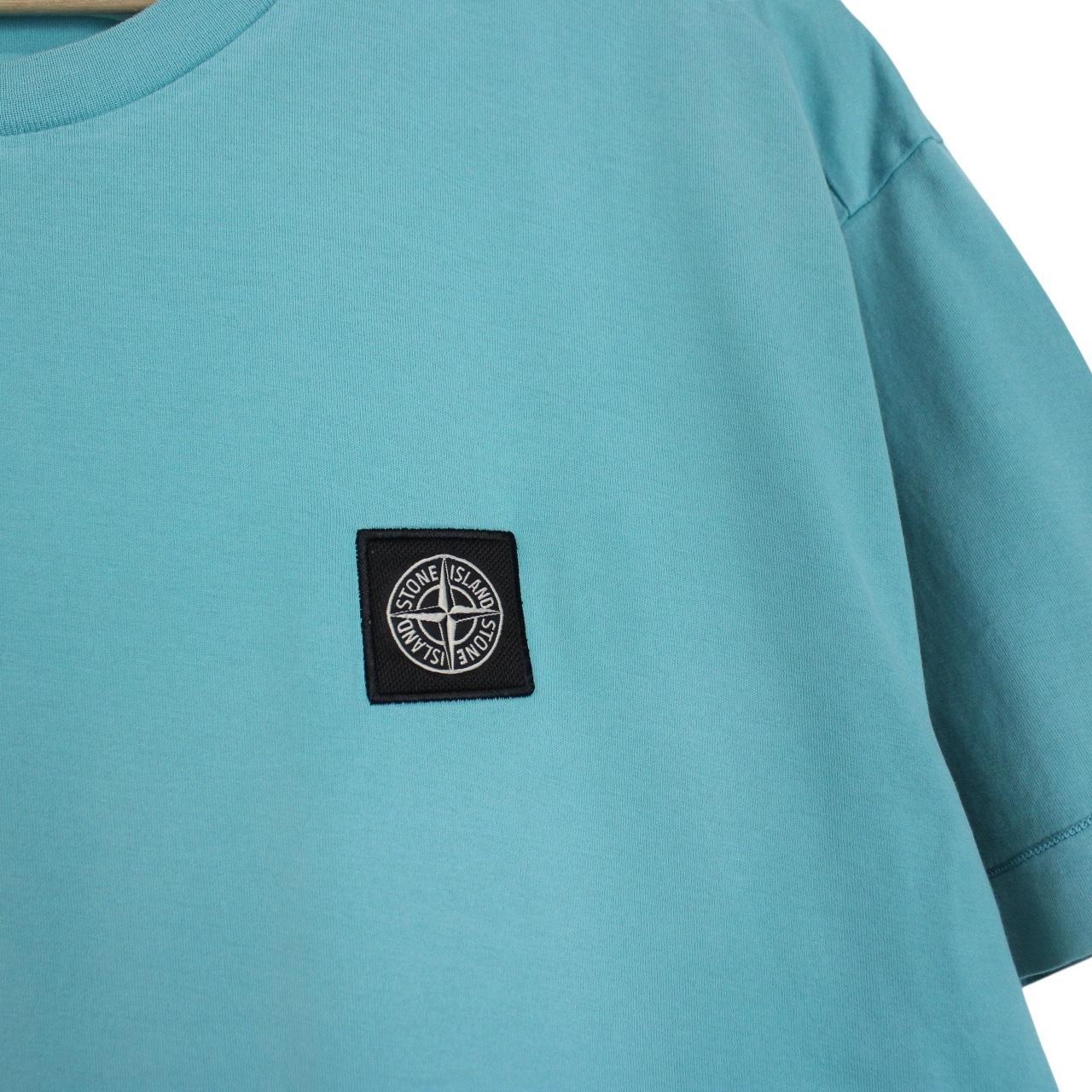 Stone Island SS 2020 Aqua Blue Short Sleeve Compass T-Shirt