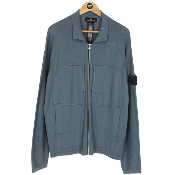 Stone Island Shadow Project AW 2022 Blue Cashmere Silk Blend Knit Full Zip