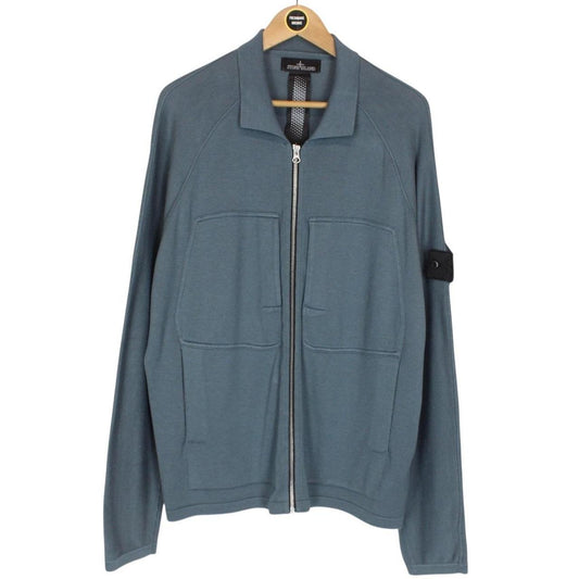 Stone Island Shadow Project AW 2022 Blue Cashmere Silk Blend Knit Full Zip