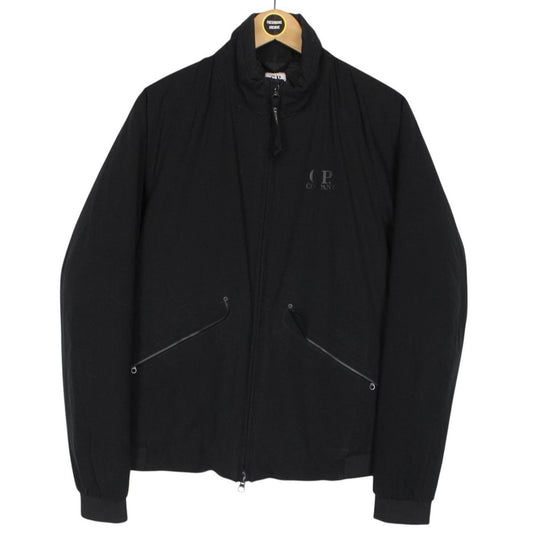 CP Company Blue Full Zip Pro-Tek Quilted Logo Print Jacket