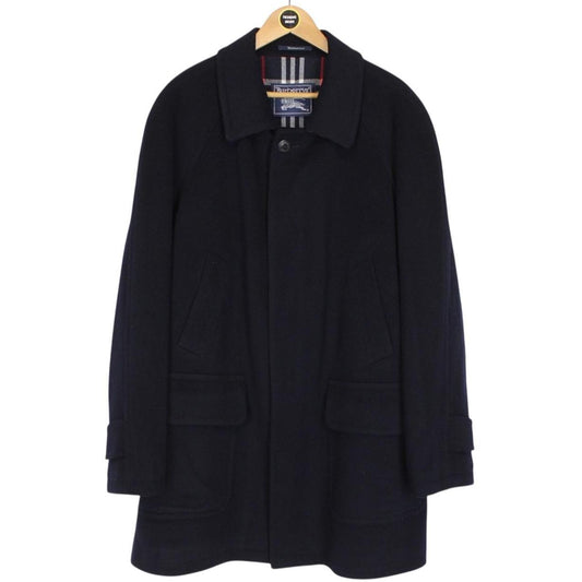 Vintage 90s Burberry Navy Blue Merino Wool Blend Coat