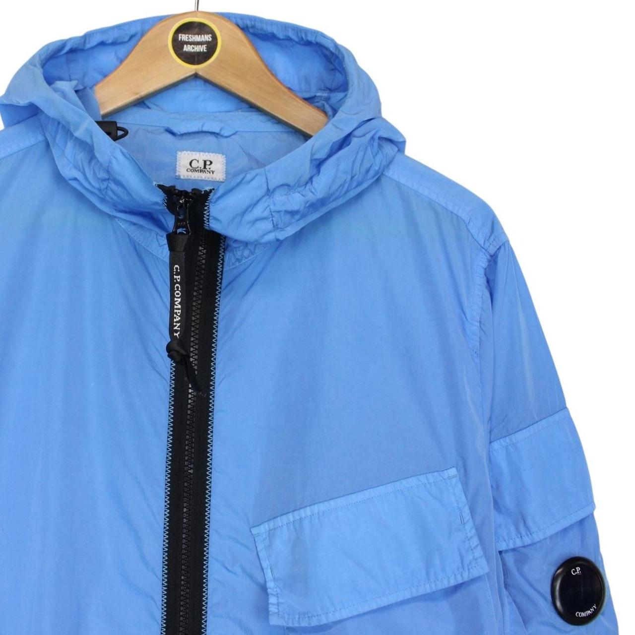 CP Company Blue Full Zip Chrome Nylon Garment Dyed Goggle Jacket