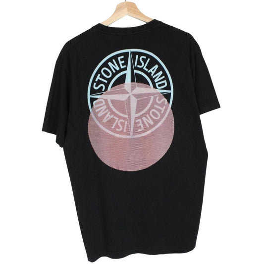 Stone Island black pocket t-shirt with logo print, made of cotton, size large.