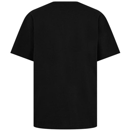 Black and red designer item with tags, featuring a logo and premium material.