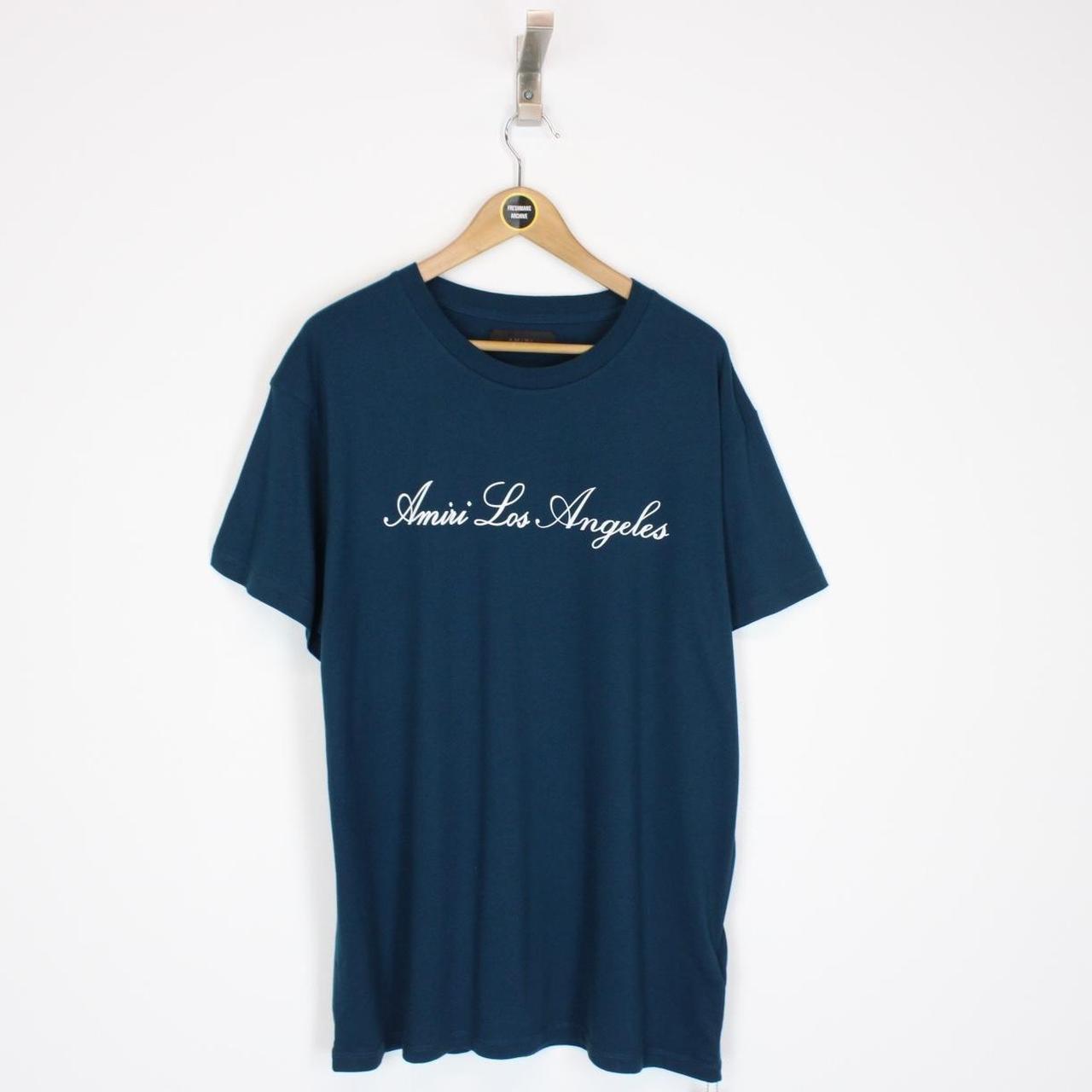 Amiri Petrol Blue Short Sleeve Los Angeles Print T-Shirt