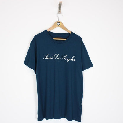 Amiri Petrol Blue Short Sleeve Los Angeles Print T-Shirt