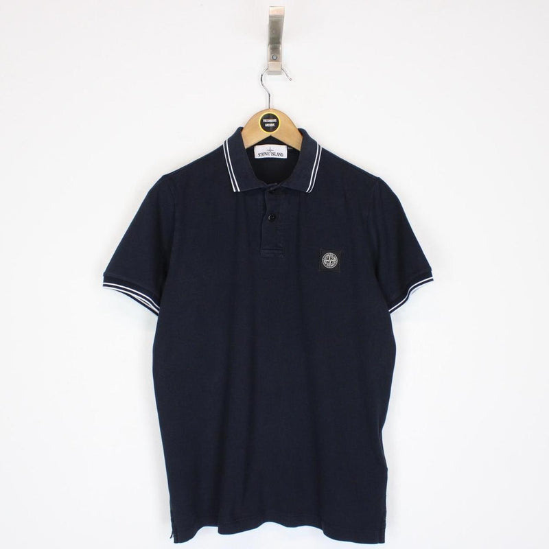Stone Island Navy Blue Short Sleeve Compass Cotton Polo Shirt