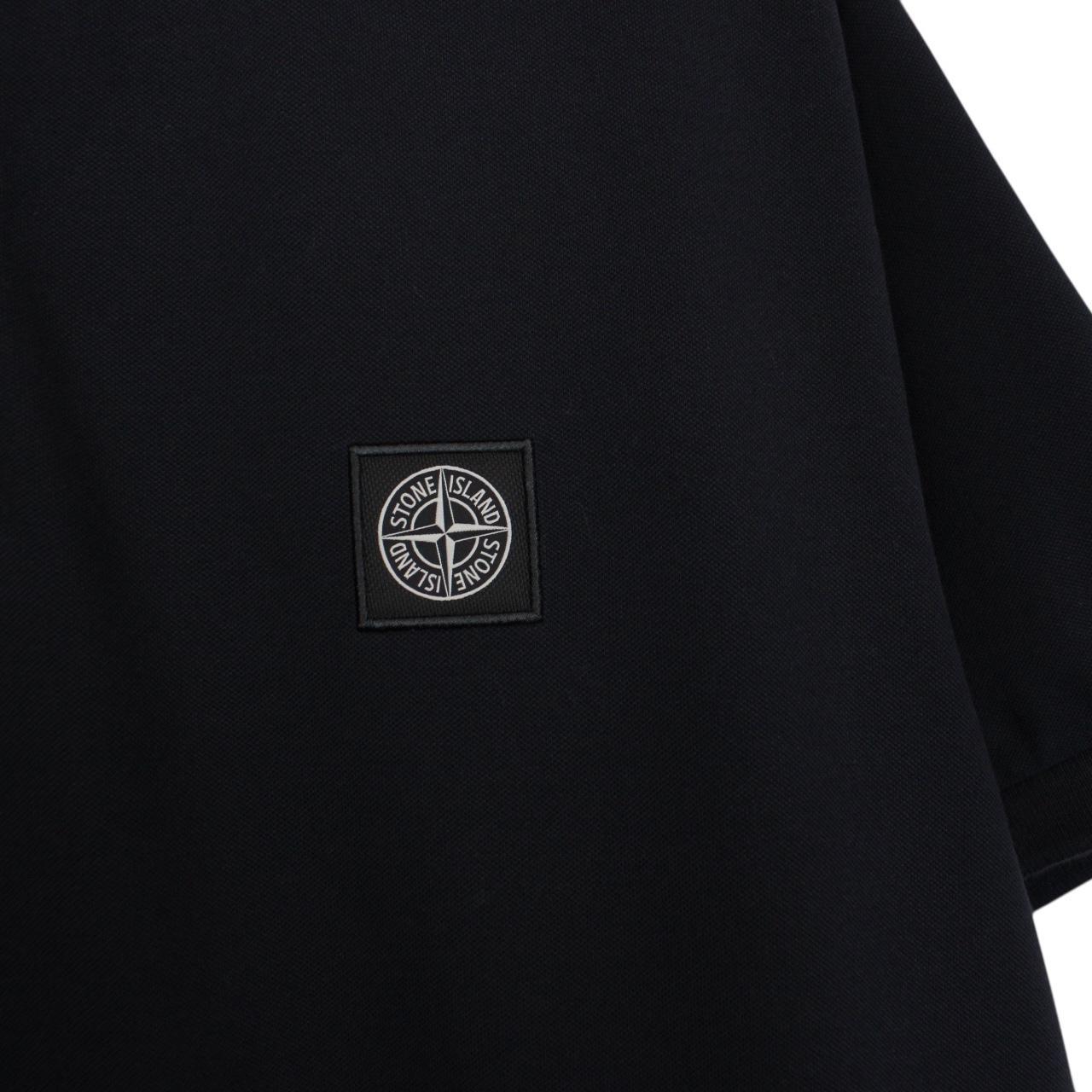 Stone Island Navy Blue Short Sleeve Compass Cotton Polo Shirt