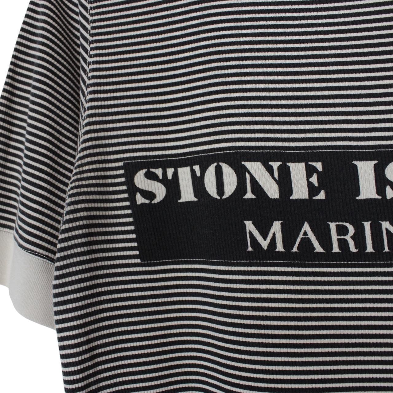 Vintage Stone Island Marina SS 2006 Black and Beige Striped Short Sleeve T-Shirt