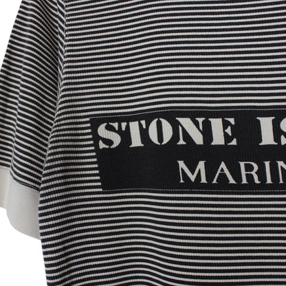 Vintage Stone Island Marina SS 2006 Black and Beige Striped Short Sleeve T-Shirt