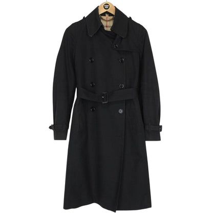 Burberry Black Nova Check Double Breasted Belted Trench Coat