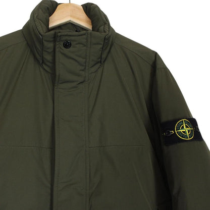 Stone Island green full zip jacket with micro twill fabric and logo badge.