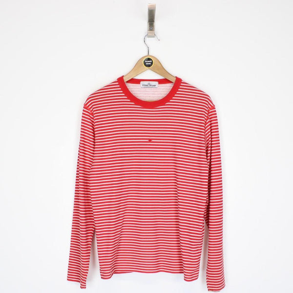 Stone Island Marina SS 2019 Red and White Long Sleeve T-Shirt