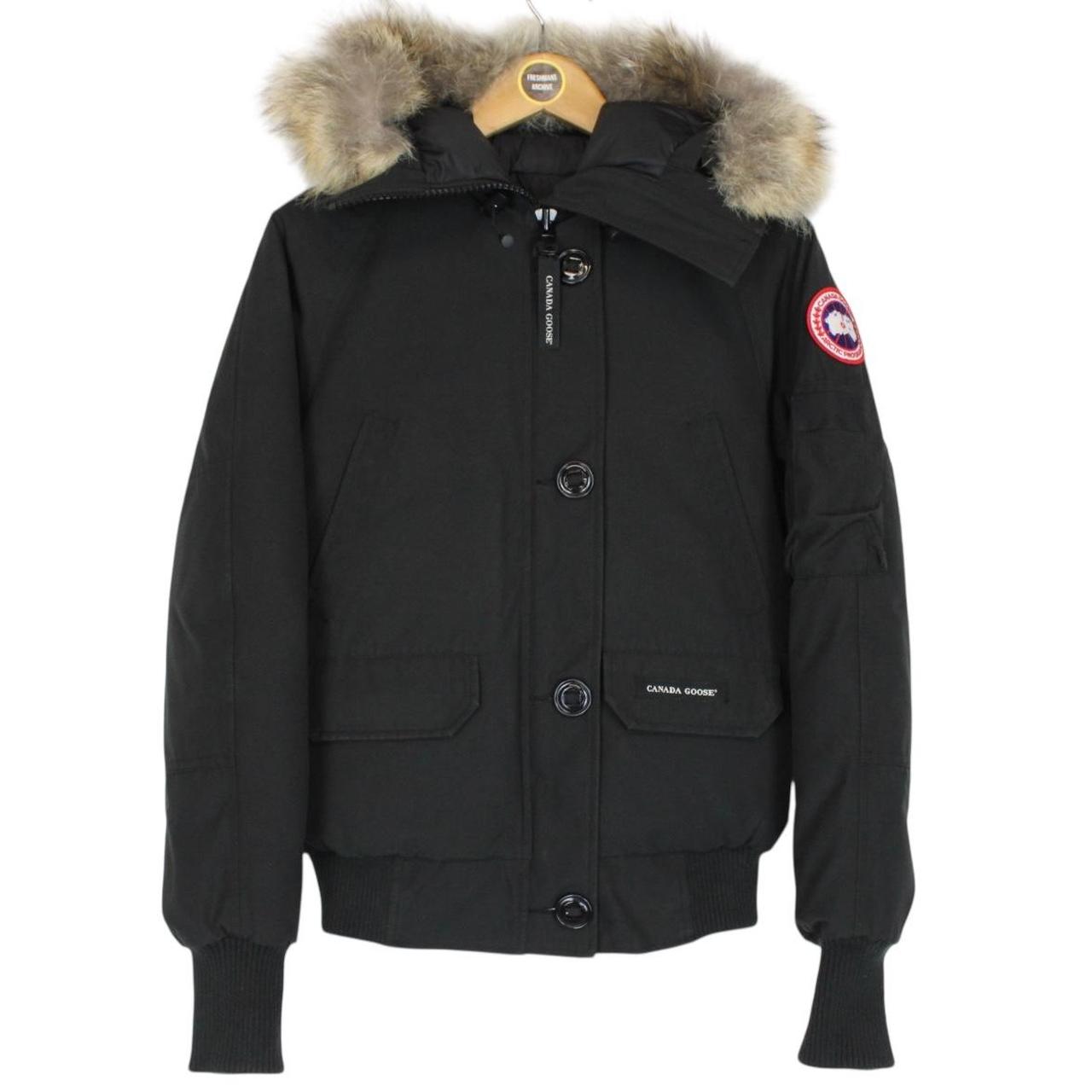 Canada Goose Black Chilliwack Bomber Down Jacket with Fur Trim